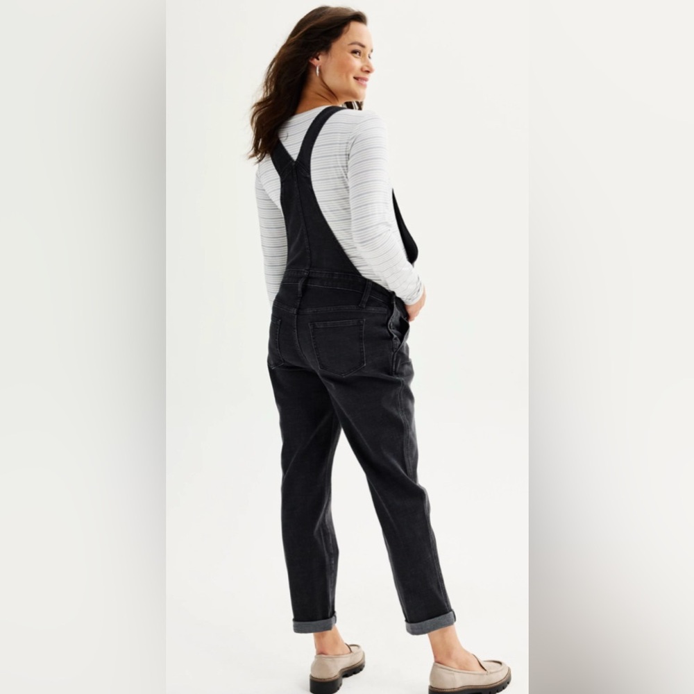 SONOMA Black Denim Maternity Overall XS NWT - Picture 2 of 9